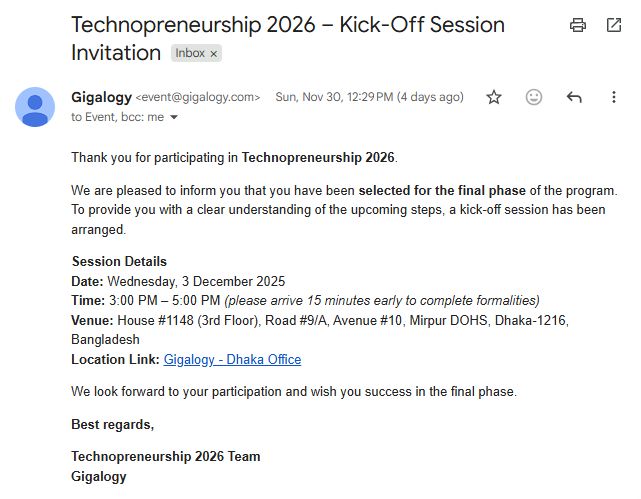 Technopreneurship 2026 — Final Phase — Gigalogy