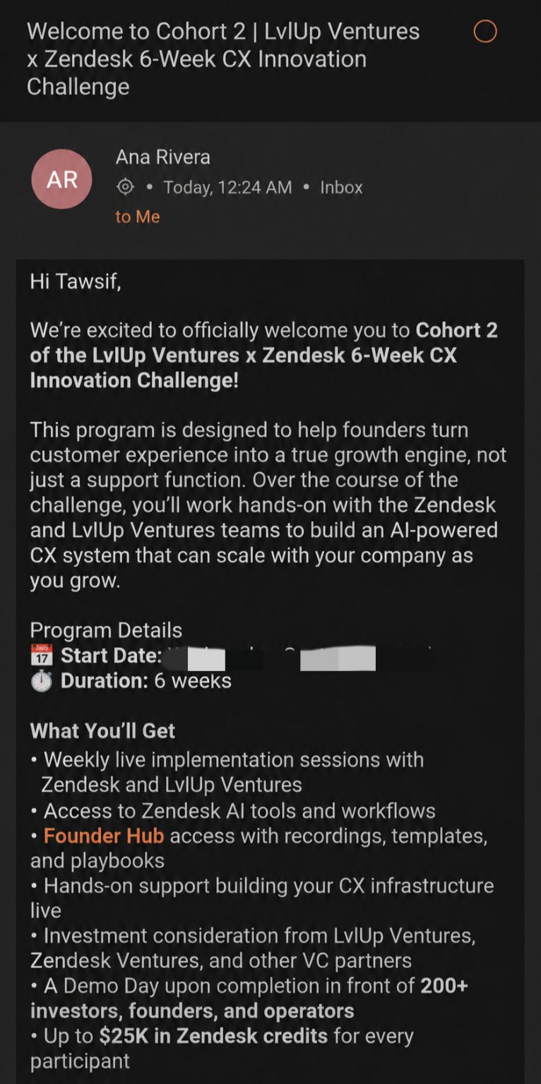 LvLUp Ventures × Zendesk CX Innovation Challenge at LvLUp Ventures × Zendesk